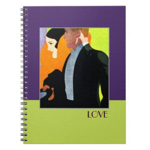 Caderno Espiral Amor. Presente de Design de Arte Vintage