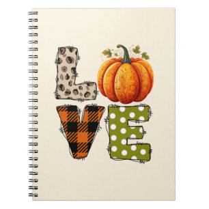 Caderno Espiral AMOR - Pumpkin bonito e letras de Bolinhas