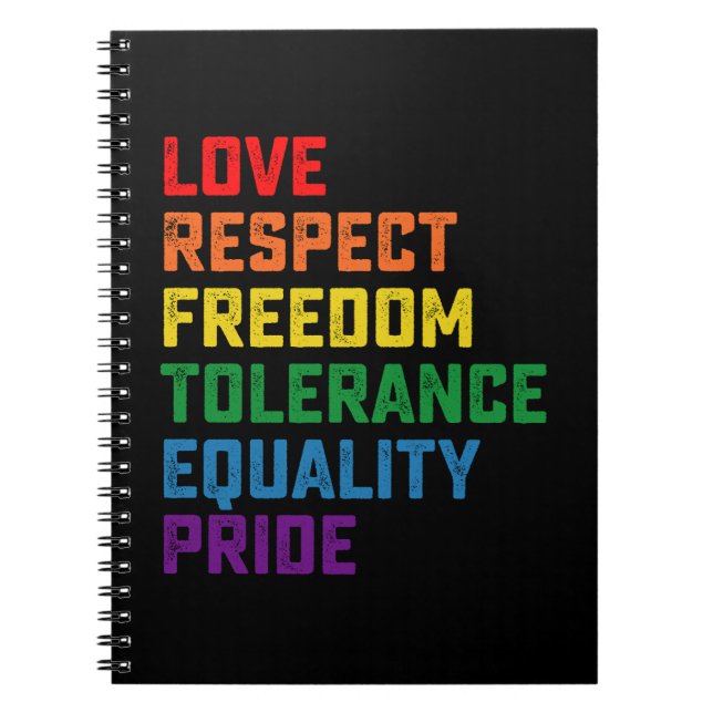 Caderno Espiral Amor Respeita Liberdade Tolerância Orgulho da Igua (Frente)