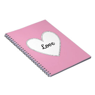 Caderno Espiral Amor Rosa com Coração Branco