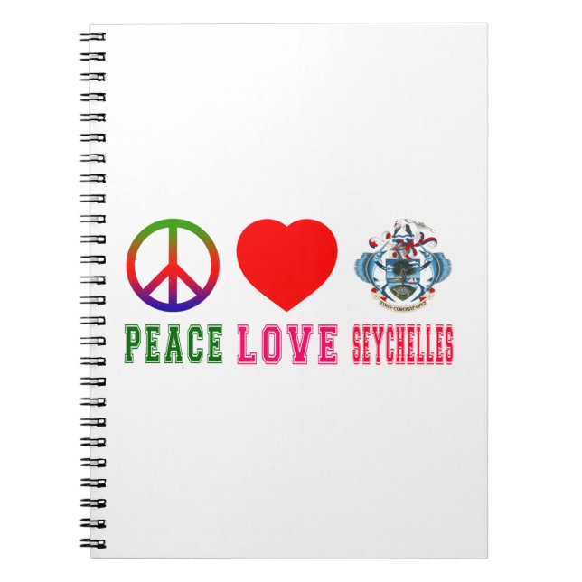 Caderno Espiral Amor Seychelles da paz (Frente)