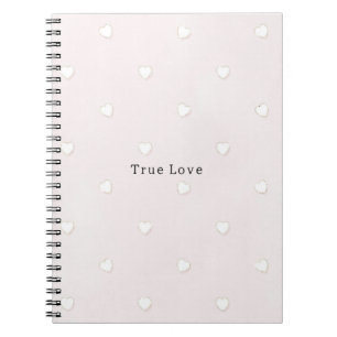 Caderno Espiral Amor Verdadeiro Corações Brancos Rosa Dia dos Namo