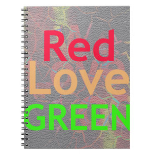CADERNO ESPIRAL AMOR VERDE OURO VERMELHO