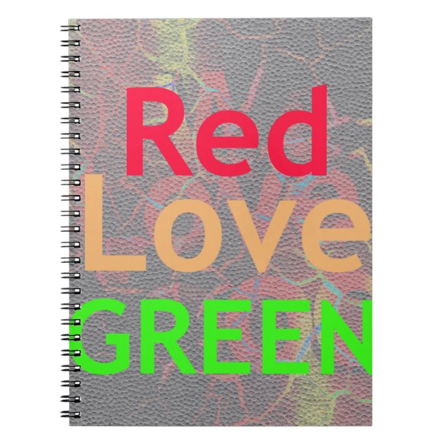 CADERNO ESPIRAL AMOR VERDE OURO VERMELHO (Frente)