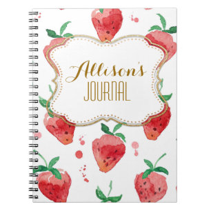 Caderno Espiral Amoras de Aquarelas Rosa e Berries Pintados Vermel