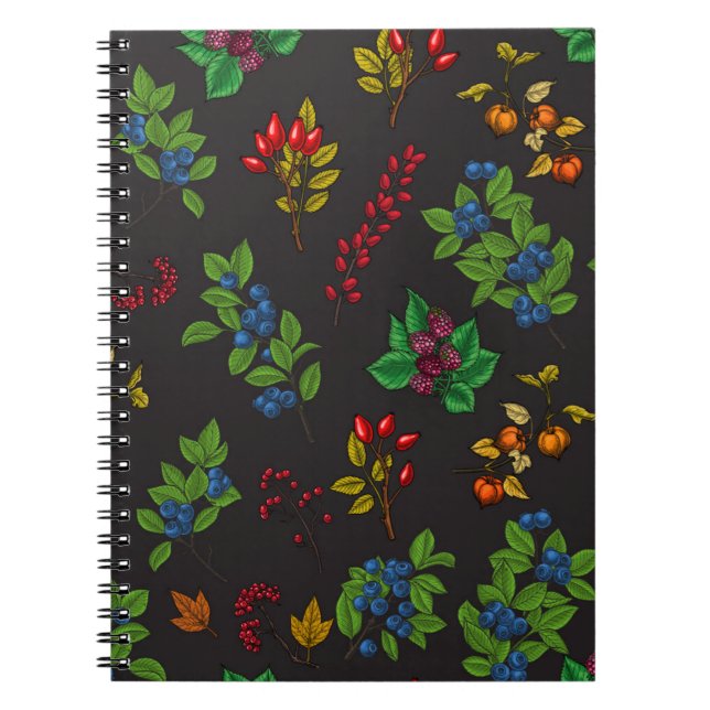 Caderno Espiral Amoras de outono de chocolate marrom (Frente)