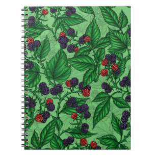 Caderno Espiral Amoras negras em verde