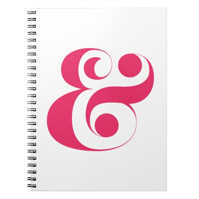 Caderno Espiral Ampersand mínimo do rosa quente (Frente)