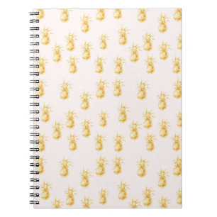 Caderno Espiral Ananás Tropicais Dourados