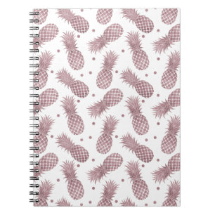 Caderno Espiral Ananases Dourados rosa