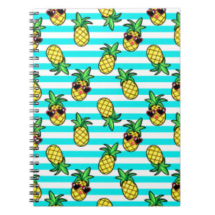Caderno Espiral Ananases Tropicais: Padrão de óculos Solares Retro