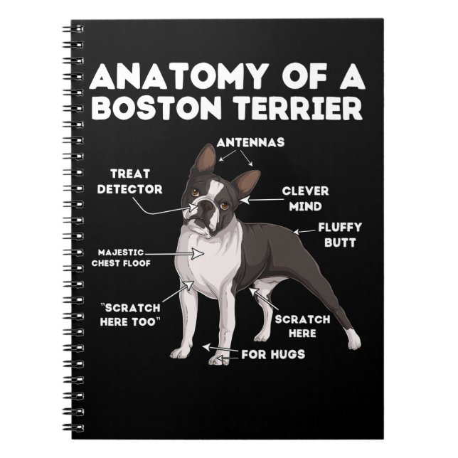 Caderno Espiral Anatomia de um Boston Terrier (Frente)