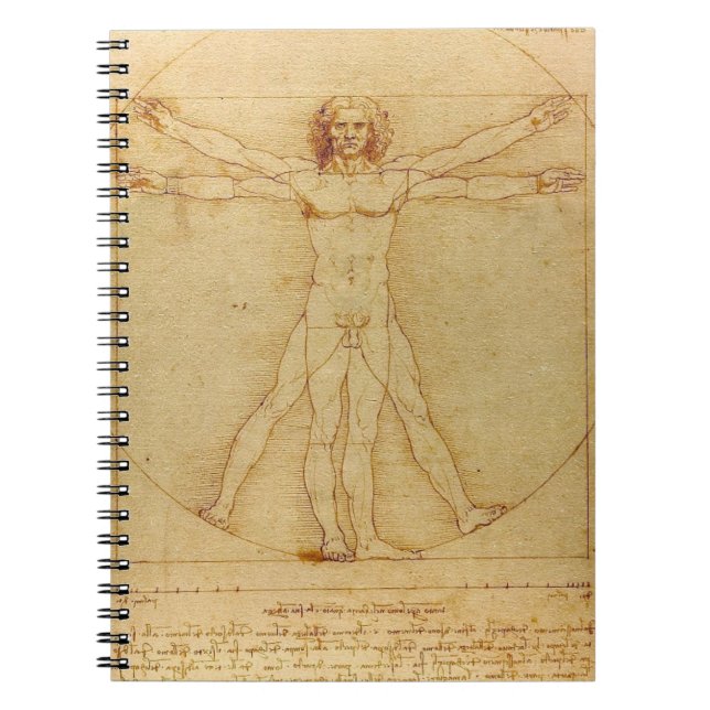 Caderno Espiral Anatomia do homem de Leonardo da Vinci Vitruvian (Frente)