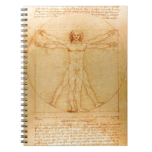 Caderno Espiral Anatomia humana, homem de Vitruvian por Leonardo