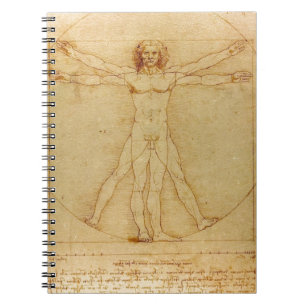 Caderno Espiral Anatomia humana, homem de Vitruvian por Leonardo