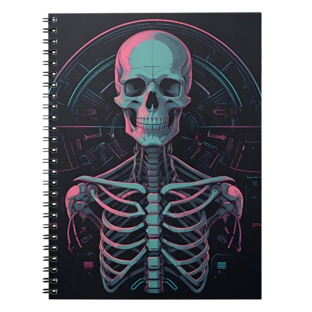 Caderno Espiral Anatomia Skeleton Cyber Art (Frente)