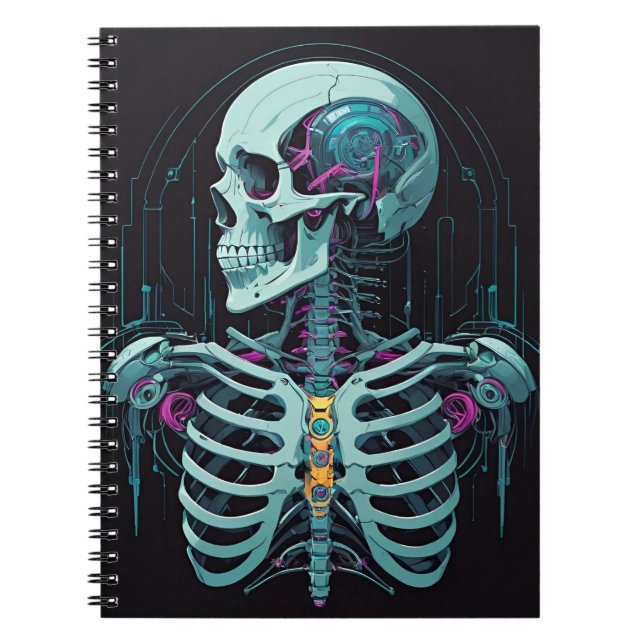 Caderno Espiral Anatomia Skeleton Cyber Art (Frente)