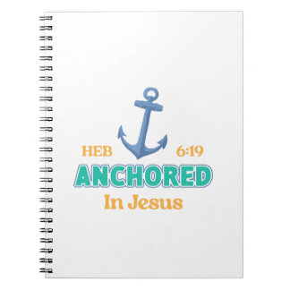 Caderno Espiral Anchored in Christ Notebook with Hebrews 6:19
