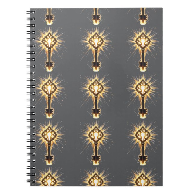 Caderno Espiral Ancient Fantasy Key with Magical Light – Radiant E (Frente)