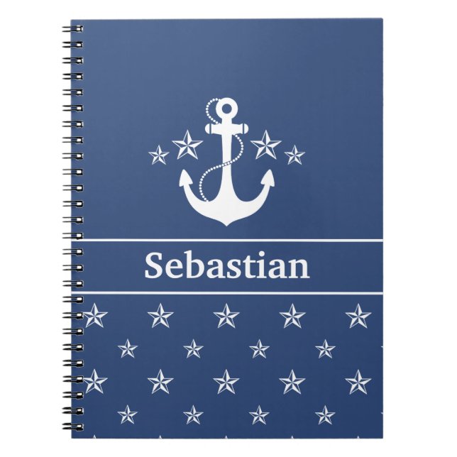 Caderno Espiral Âncora azul com estrelas (Frente)