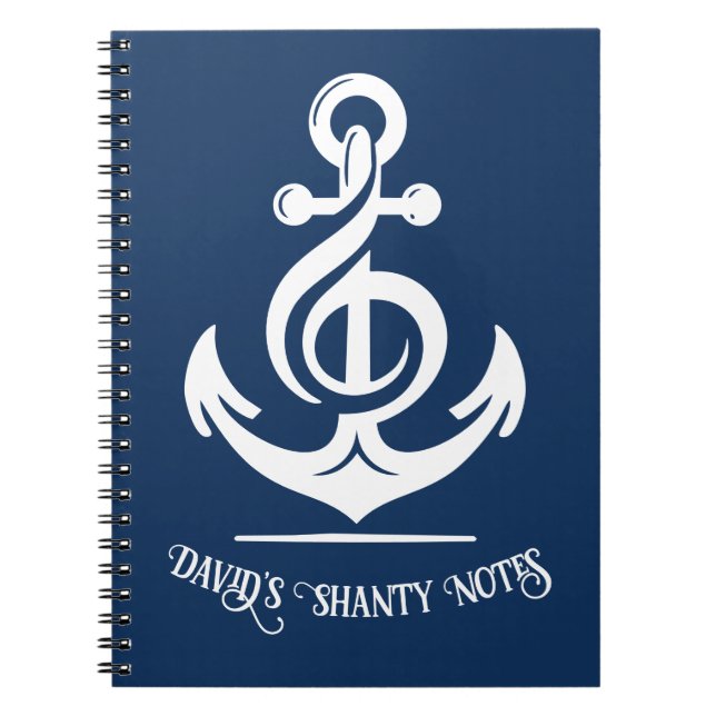 Caderno Espiral Âncora de melodia náutica (Frente)