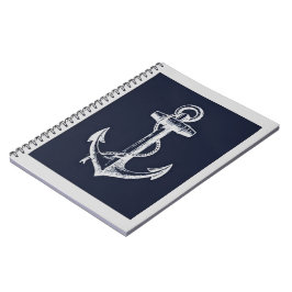Caderno Espiral Âncora dos azuis marinhos & do cinza