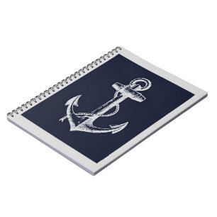 Caderno Espiral Âncora dos azuis marinhos & do cinza