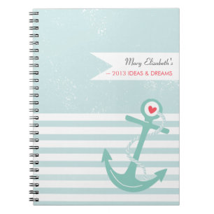 Caderno Espiral Âncora náutica feminino personalizada