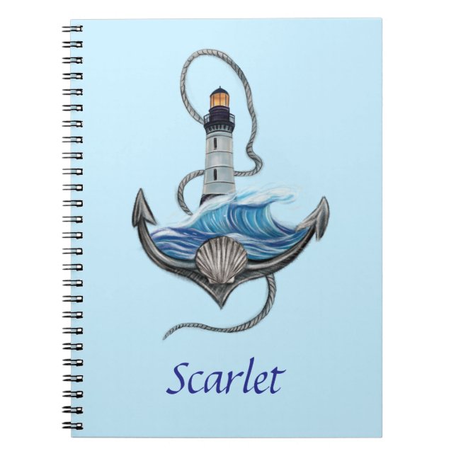 Caderno Espiral Ancoragem e farol personalizável (Versão 2) (Frente)