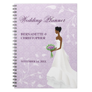 Caderno Espiral Andando o planejador roxo do casamento do corredor