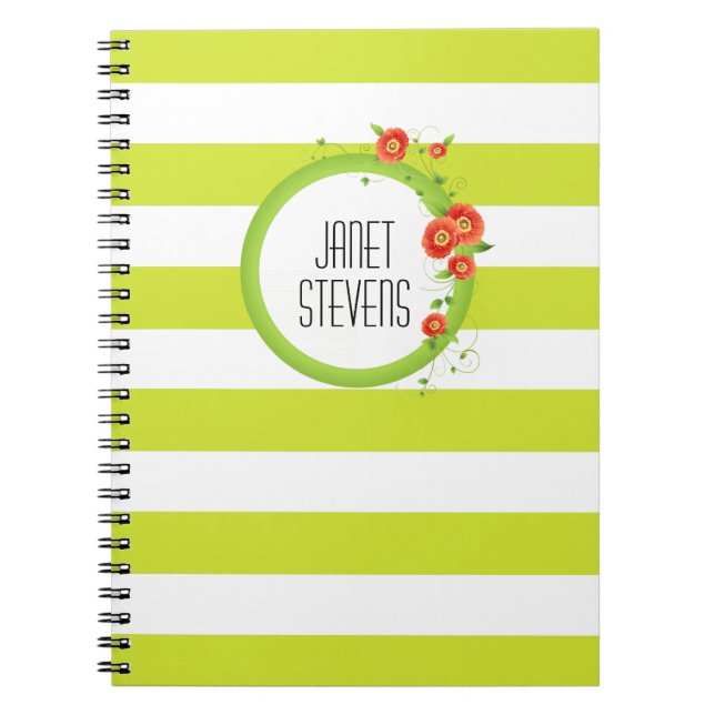Caderno Espiral Anel de Poppies Personalizados Striped (Frente)
