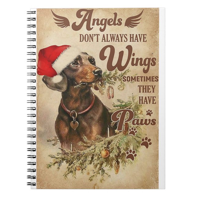 Caderno Espiral Angel Christmas Dachshances (Frente)