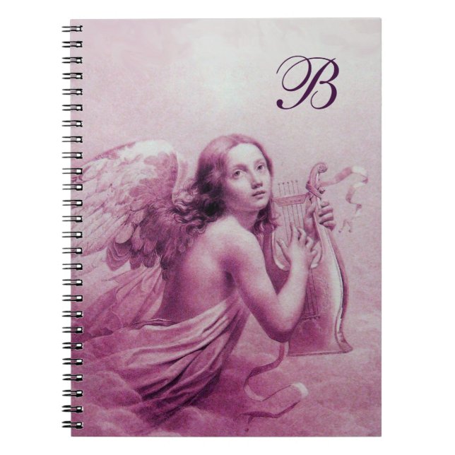 Caderno Espiral ANGEL JOGANDO LYRA SOBRE AS NUVENS A Rosa (Frente)