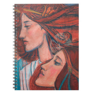 Caderno Espiral Angels Art Nouveau Ginger Auburn Red Hair Mulheres