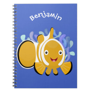 Caderno Espiral Animação de marisco feliz e bonito