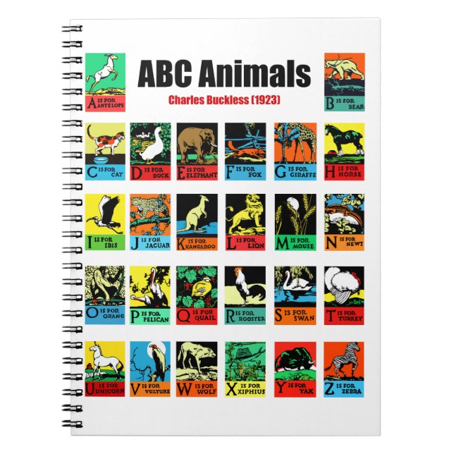 Caderno Espiral Animais ABC, Charles Buckles (1923) (Frente)