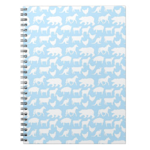 Caderno Espiral Animais brancos azuis