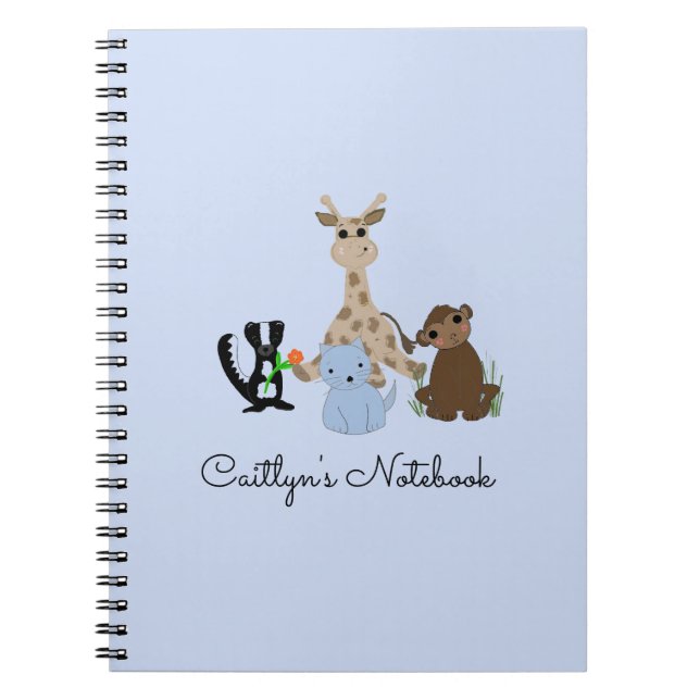 Caderno Espiral Animais charmosos personalizados (Frente)