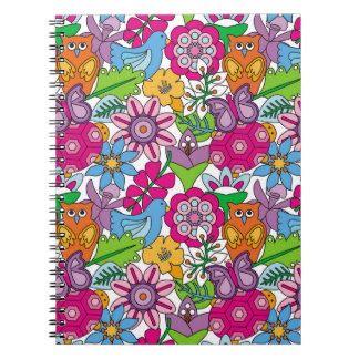 Caderno Espiral Animais coloridos e flores, com a parte perfeita d