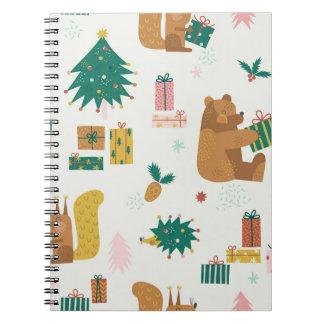 Caderno Espiral Animais da Floresta de Natal: Vintage Vibe