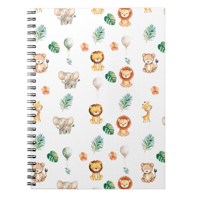 Caderno Espiral Animais da Selva Boho Fofos (Frente)