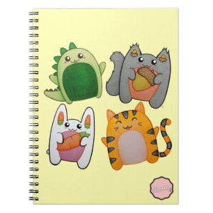 Caderno Espiral Animais de Cartoon Kawaii