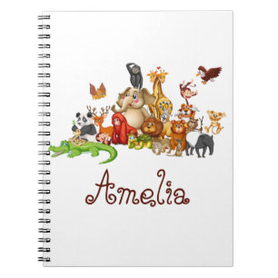 Caderno Espiral Animais de Criança Personalizada