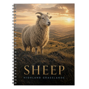 Caderno Espiral Animais de ovelhas Terras Altas Campos Vida Selvag