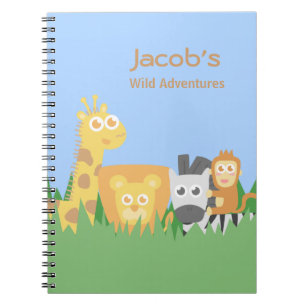 Caderno Espiral Animais de Safari Fofos e Coloridos