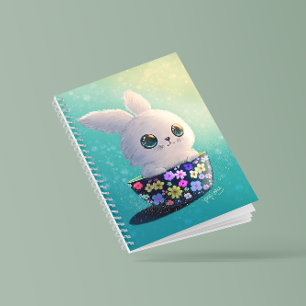 Caderno Espiral Animais Fofos da Primavera Guardião: Coelho em Flo