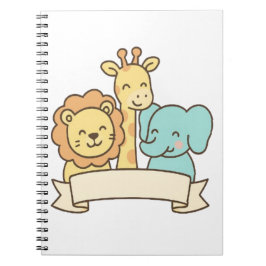 Caderno Espiral Animais Fofos da Selva com Faixa – Berçário Safari