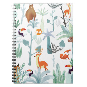 Caderno Espiral Animais lindos: rabisco da floresta tropical.