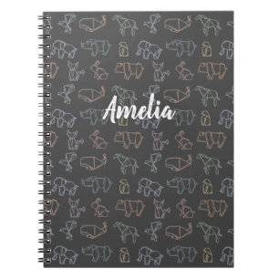 Caderno Espiral Animais Origami de Geometria Personalizável Colori