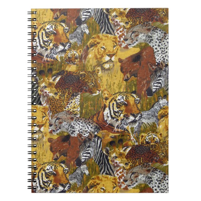 Caderno Espiral Animais Selvagens 🦁 🐯 🐻 🦒 (Frente)